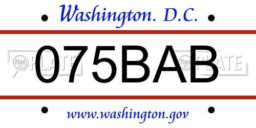 075BAB District Of Columbia License Plate