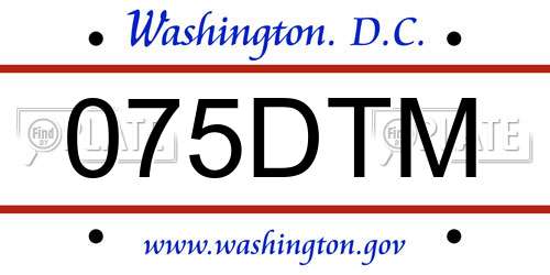 075DTM District Of Columbia License Plate