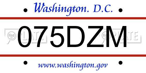 075DZM District Of Columbia License Plate
