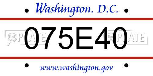 075E40 District Of Columbia License Plate