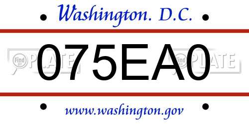 075EA0 District Of Columbia License Plate