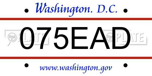 075EAD District Of Columbia License Plate