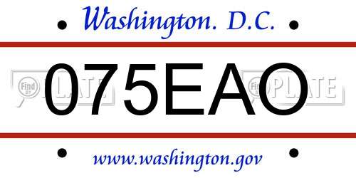 075EAO District Of Columbia License Plate