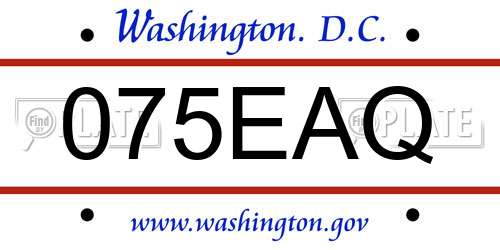 075EAQ District Of Columbia License Plate