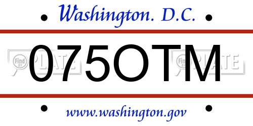 075OTM District Of Columbia License Plate