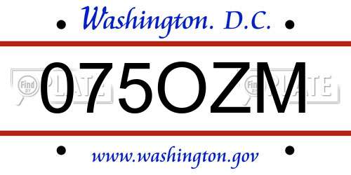 075OZM District Of Columbia License Plate