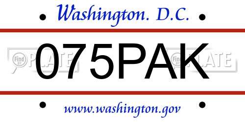 075PAK District Of Columbia License Plate