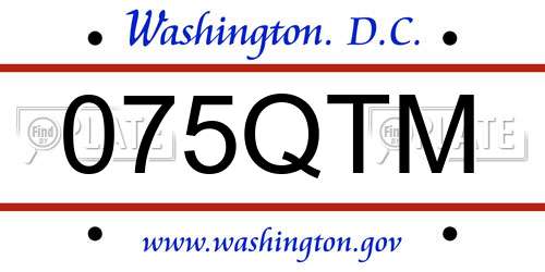 075QTM District Of Columbia License Plate