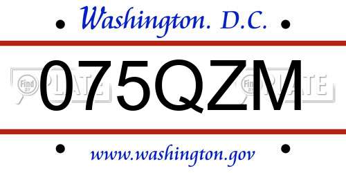 075QZM District Of Columbia License Plate