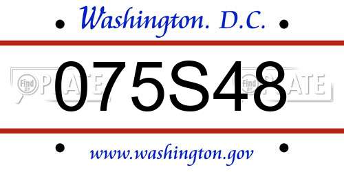 075S48 District Of Columbia License Plate