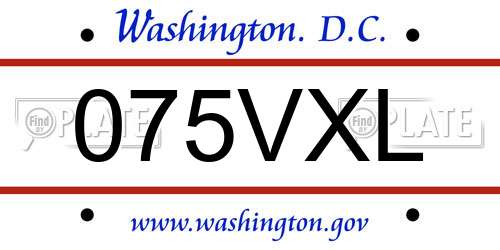 075VXL District Of Columbia License Plate