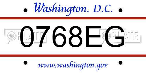 0768EG District Of Columbia License Plate