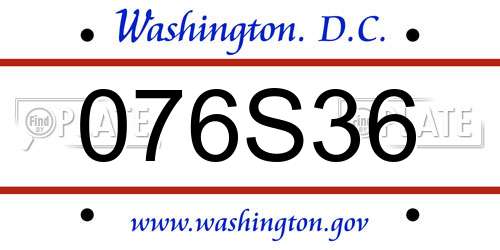 076S36 District Of Columbia License Plate