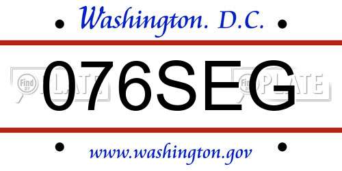 076SEG District Of Columbia License Plate