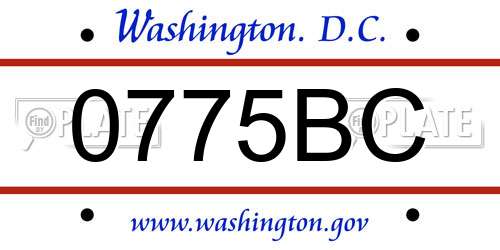 0775BC District Of Columbia License Plate