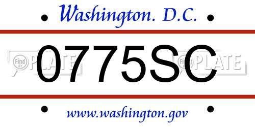 0775SC District Of Columbia License Plate