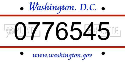 0776545 District Of Columbia License Plate