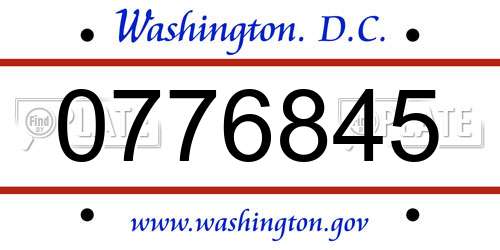 0776845 District Of Columbia License Plate
