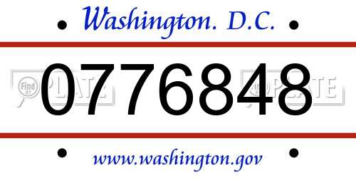 0776848 District Of Columbia License Plate