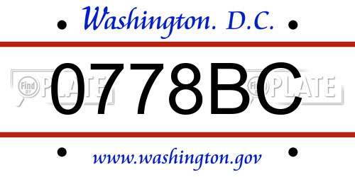 0778BC District Of Columbia License Plate