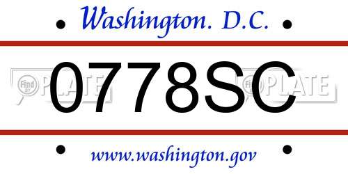 0778SC District Of Columbia License Plate
