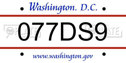 077DS9 District Of Columbia License Plate