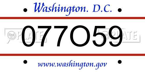 077O59 District Of Columbia License Plate