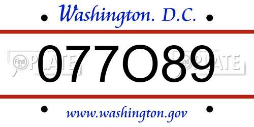 077O89 District Of Columbia License Plate