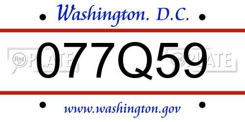 077Q59 District Of Columbia License Plate