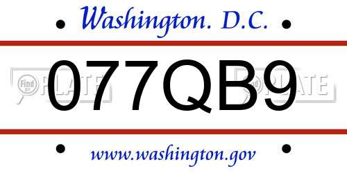 077QB9 District Of Columbia License Plate