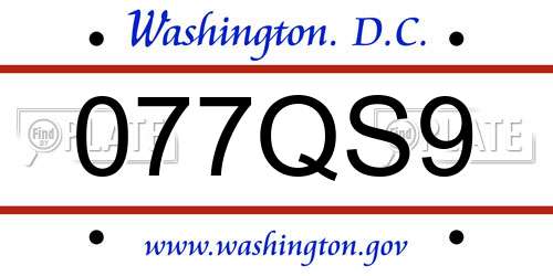 077QS9 District Of Columbia License Plate