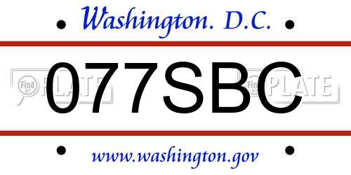 077SBC District Of Columbia License Plate