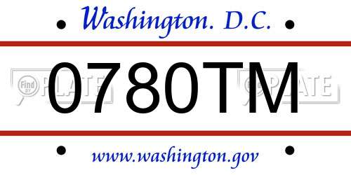 0780TM District Of Columbia License Plate