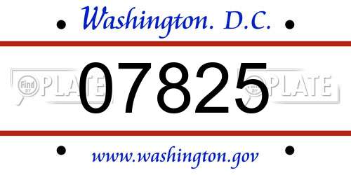 07825 District Of Columbia License Plate