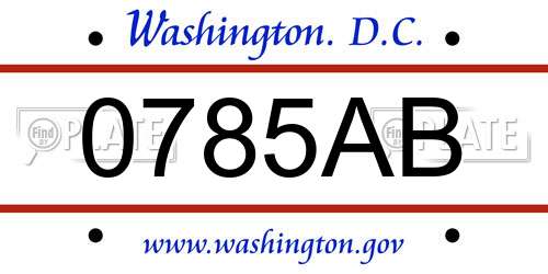 0785AB District Of Columbia License Plate