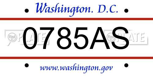 0785AS District Of Columbia License Plate