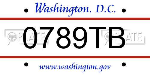 0789TB District Of Columbia License Plate