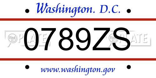 0789ZS District Of Columbia License Plate