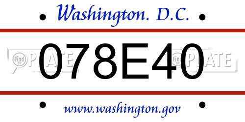 078E40 District Of Columbia License Plate