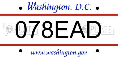078EAD District Of Columbia License Plate