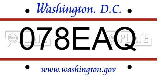 078EAQ District Of Columbia License Plate