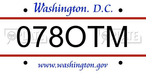 078OTM District Of Columbia License Plate