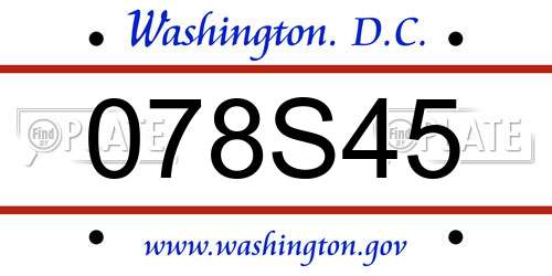 078S45 District Of Columbia License Plate