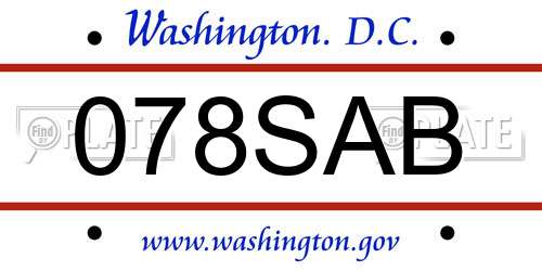 078SAB District Of Columbia License Plate