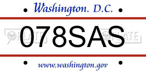 078SAS District Of Columbia License Plate