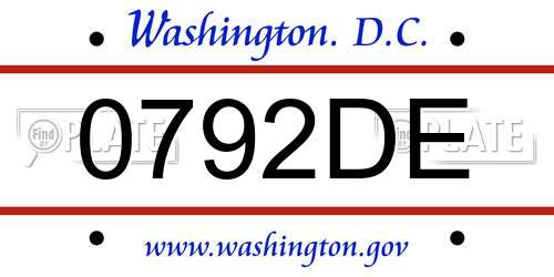 0792DE District Of Columbia License Plate