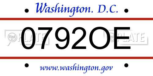 0792OE District Of Columbia License Plate