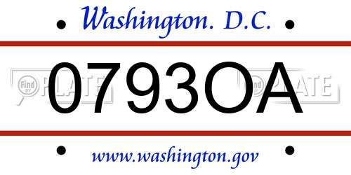 0793OA District Of Columbia License Plate
