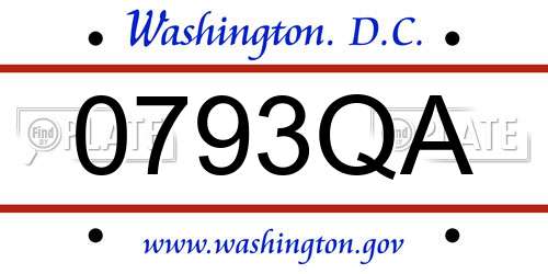 0793QA District Of Columbia License Plate