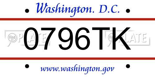 0796TK District Of Columbia License Plate
